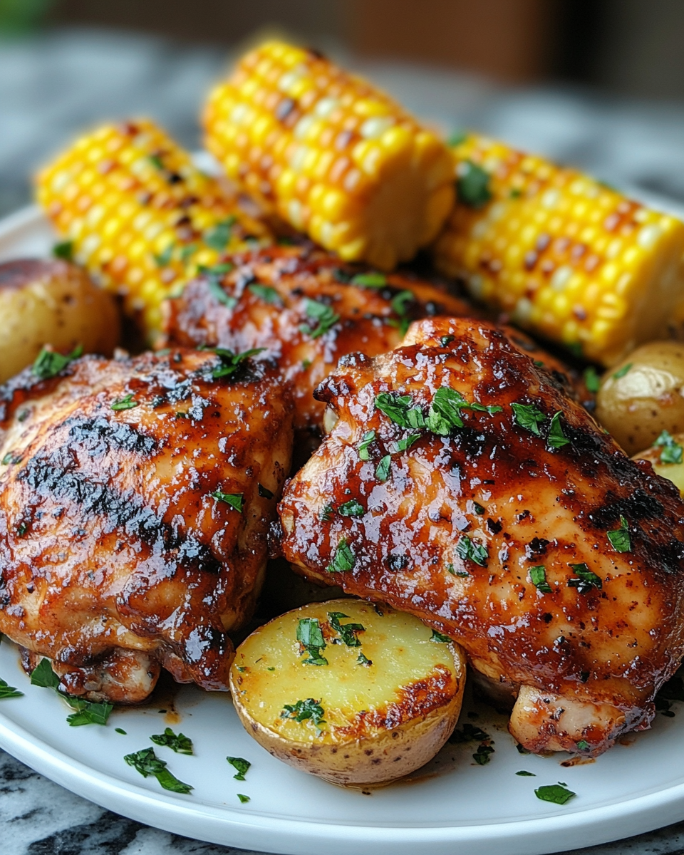 BBQ Chicken Thighs with Corn and Potatoes: A Flavorful One-Pan Feast