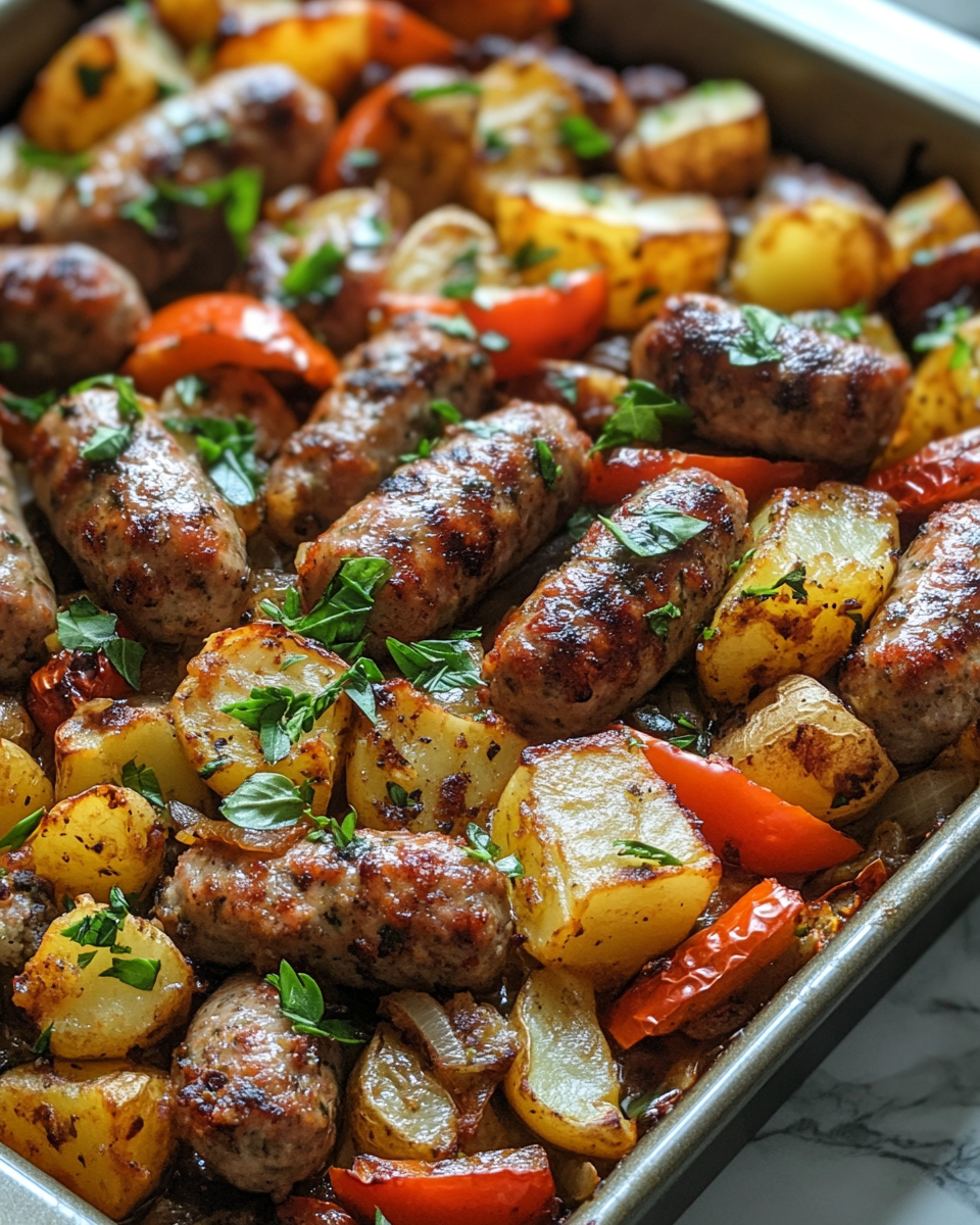 Sausage, Peppers, and Potatoes Tray Bake: A Hearty One-Pan Wonder